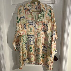 Anthropologie Corey Lynn Calter Long-Sleeve Mini Shirt Dress floral patchwork